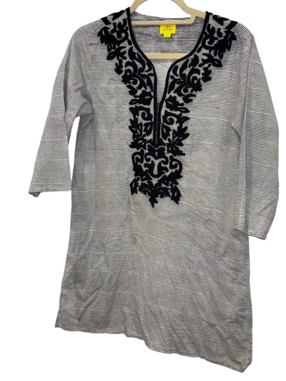 Roberta Roller Rabbit navy blue white stripes embroidered tunic kurti top XS